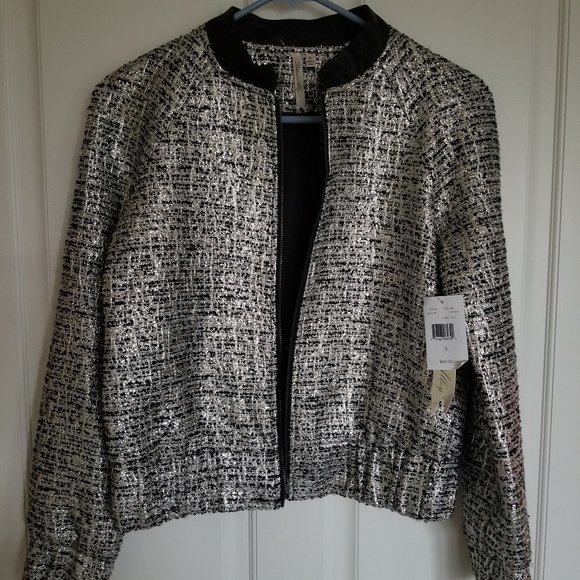 NWT-Petticoat Alley Bomber Jacket Metallic, - Picture 7 of 7